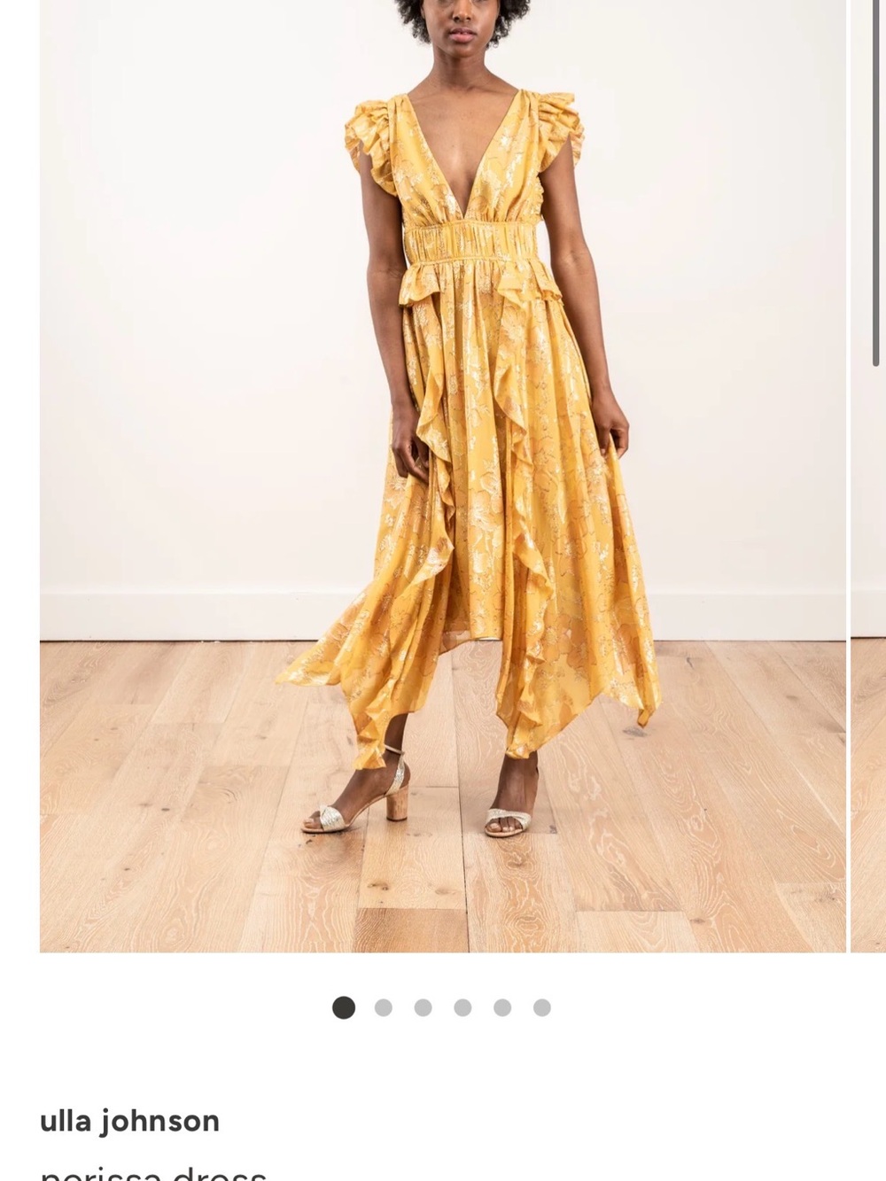 Ulla Johnson Nerissa Dress in Citrine Yellow High-Low Ruffle Midi Dress